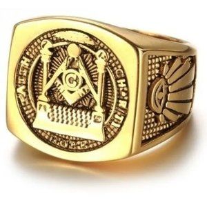 AG Freemasonry Masonic G & Pillars Freemason Master Masons All-seeing Eye Ring